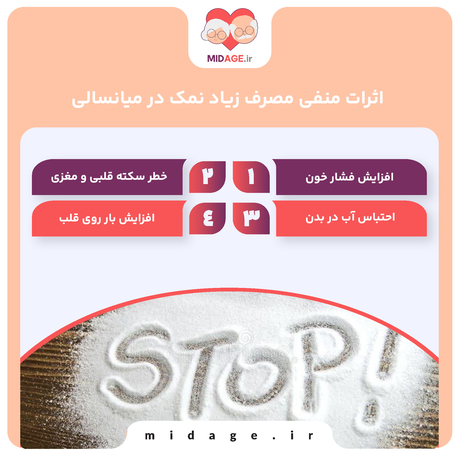 اثرات منفی مصرف زیاد نمک در میانسالی