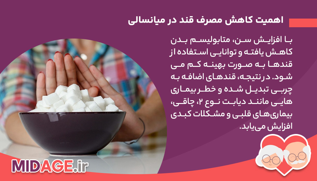 اهمیت کاهش مصرف قند در میانسالی