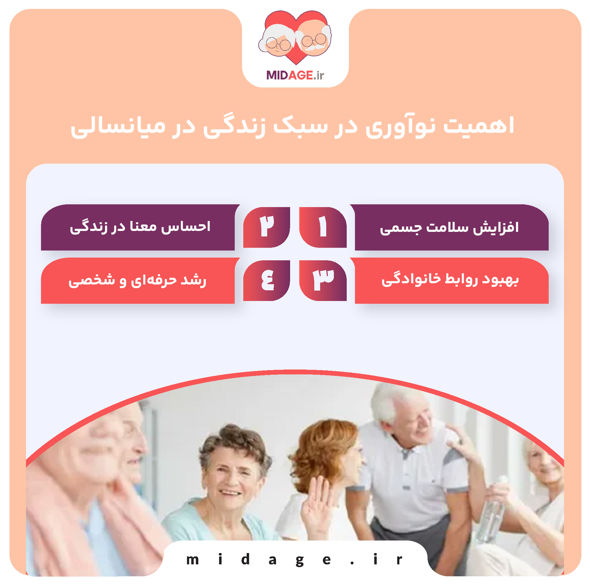 نوآوری در سبک زندگی در میانسالی: راهی نو برای زیستن آگاهانه اهمیت نوآوری در سبک زندگی در میانسالی