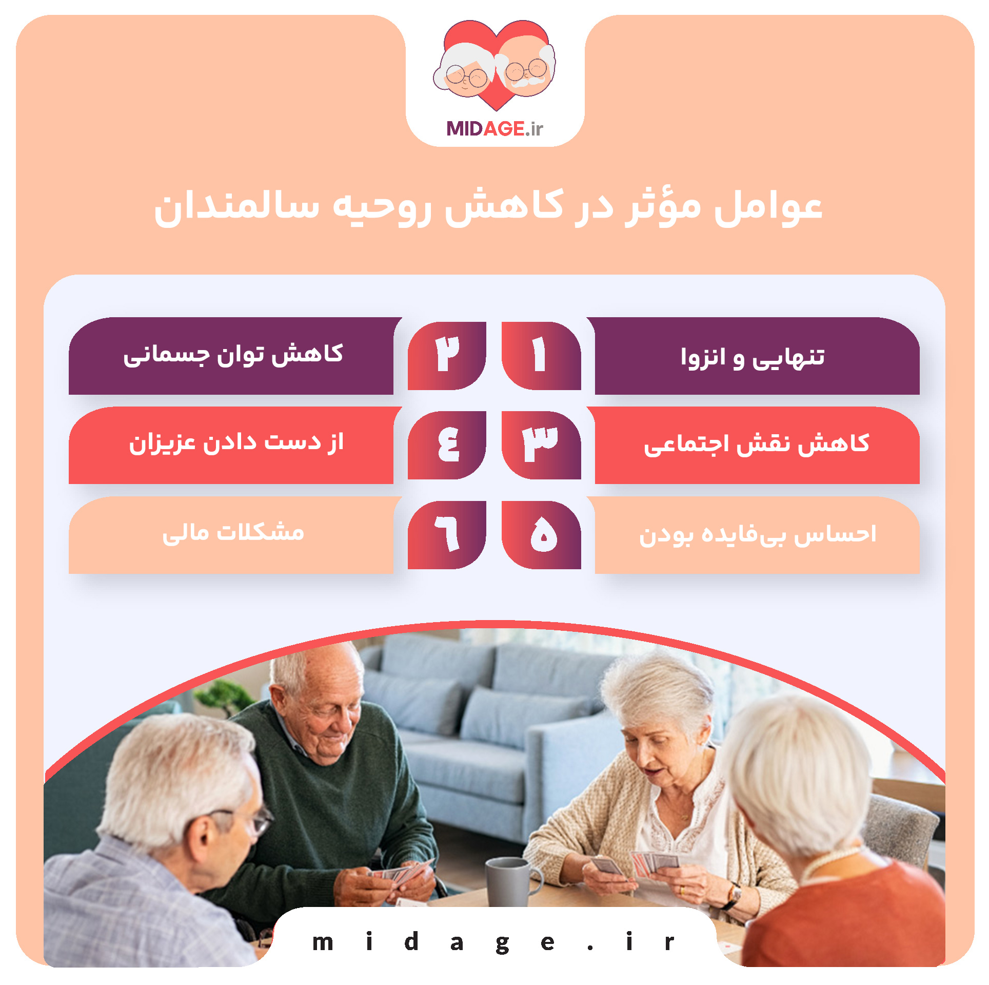 عوامل مؤثر در کاهش روحیه سالمندان